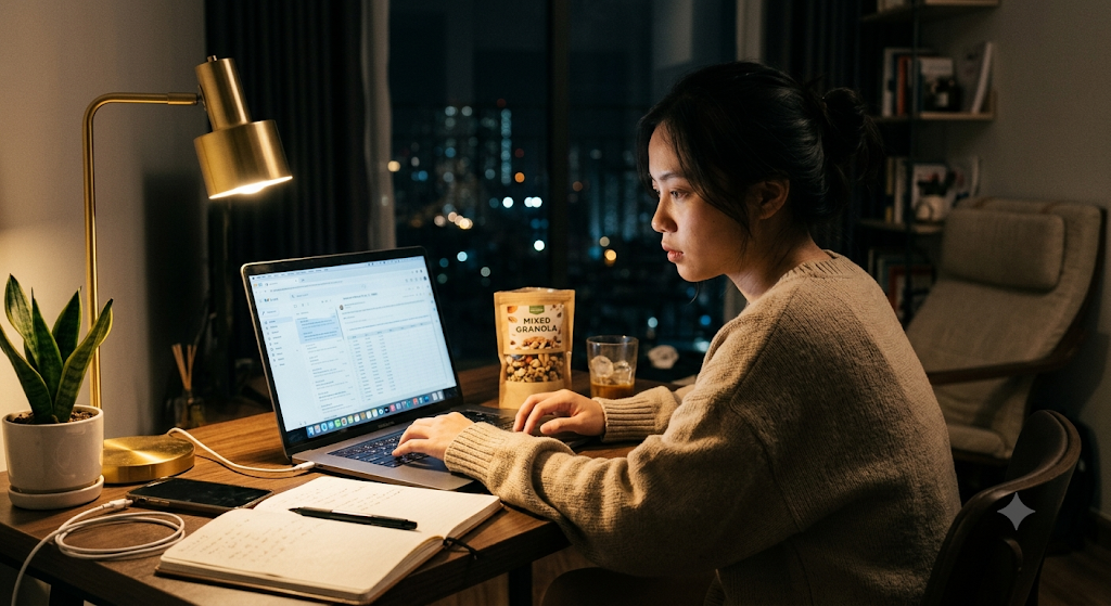 Một chút granola và hạt cho những buổi tối cần thêm năng lượng để hoàn thành công việc chưa xong tại văn phòng.