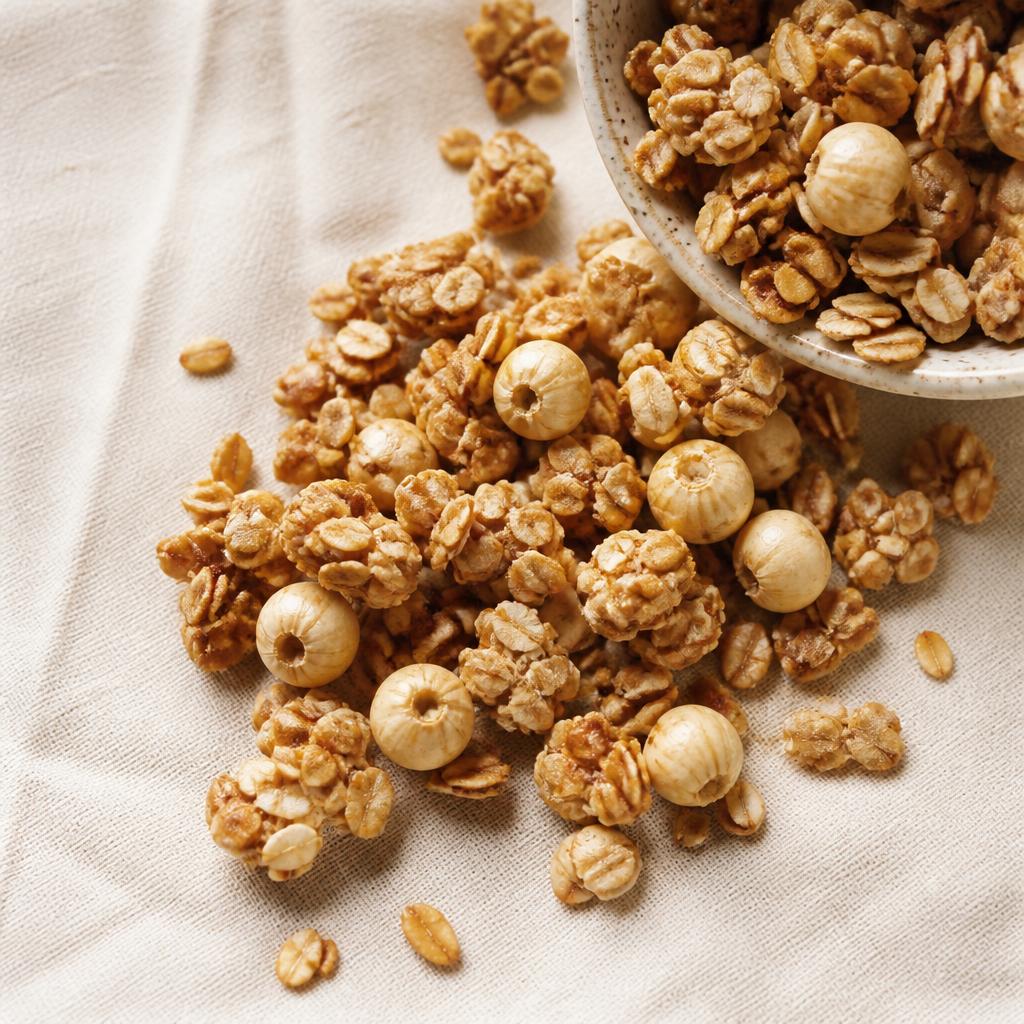 Cận cảnh hạt granola Sen Dịu với hạt sen sấy và yến mạch